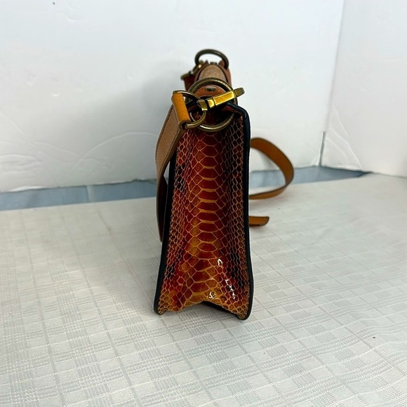 ANTHROPOLOGIE Leila Suede Snakeskin Crossbody Bag in Brown - Picture 2 of 9